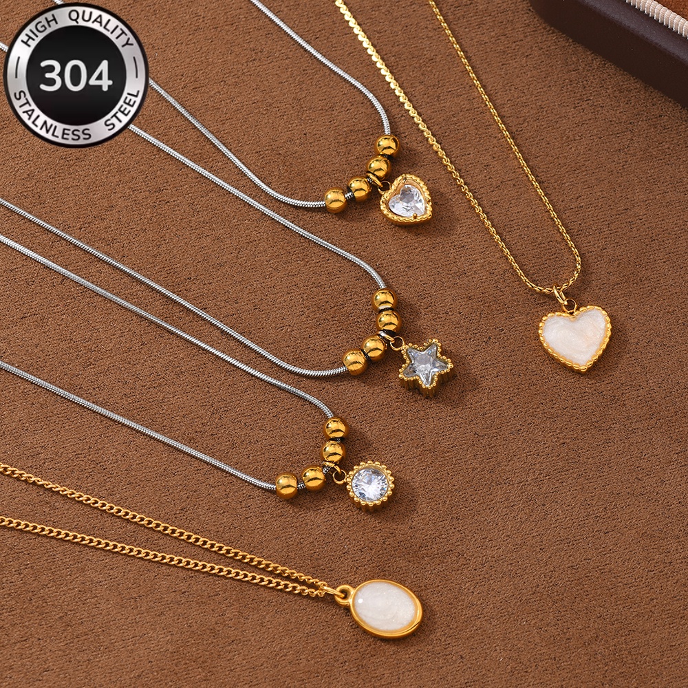 Women's 304 Stainless Steel Heart Necklace with Zirconia
